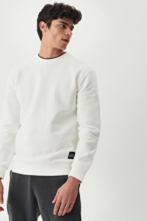 Riders By Lee Regular Fit Bisiklet Yaka Şardonlu Ekru Sweatshirt