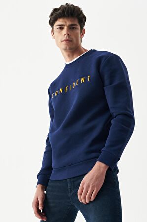 Riders By Lee Loose Fit Bisiklet Yaka Şardonlu Lacivert Sweatshirt