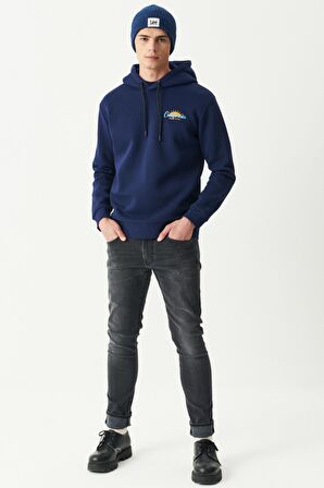 Riders By Lee Regular Fit Kapüşonlu Şardonlu Lacivert Sweatshirt