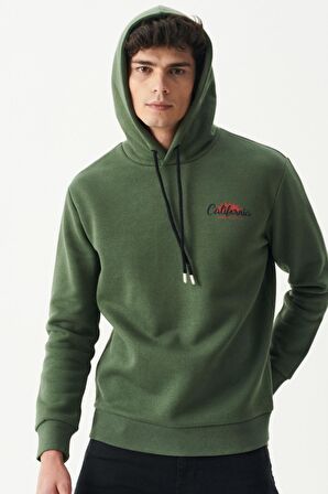 Riders By Lee Regular Fit Kapüşonlu Şardonlu Haki Sweatshirt