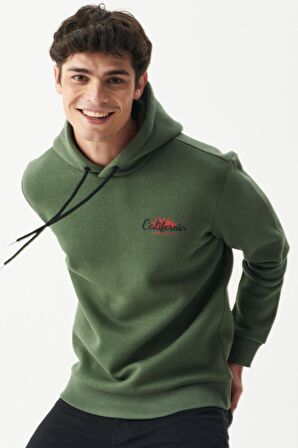 Riders By Lee Regular Fit Kapüşonlu Şardonlu Haki Sweatshirt