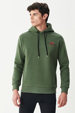 Riders By Lee Regular Fit Kapüşonlu Şardonlu Haki Sweatshirt