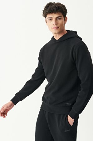 Riders By Lee Regular Fit Kapüşonlu Şardonlu Siyah Sweatshirt