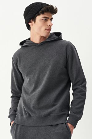 Riders By Lee Regular Fit Kapüşonlu Şardonlu Antrasit Sweatshirt