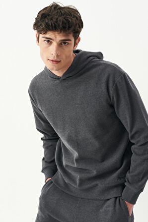 Riders By Lee Regular Fit Kapüşonlu Şardonlu Antrasit Sweatshirt