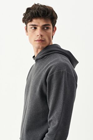 Riders By Lee Regular Fit Kapüşonlu Şardonlu Antrasit Sweatshirt