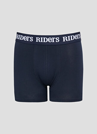 Riders By Lee Pamuklu Esnek Regular Fit Gri Melanj Siyah Lacivert Logolu 3'lü Boxer Paketi