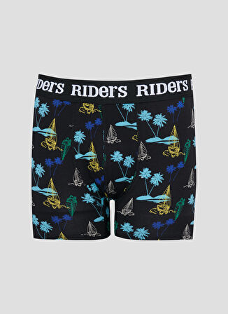 Riders By Lee Pamuklu Esnek Regular Fit Lacivert Siyah Desenli Logolu 3'lü Boxer Paketi