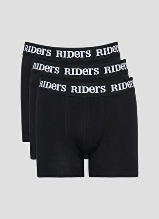 Riders By Lee Pamuklu Esnek Regular Fit Siyah Logolu 3'lü Boxer Paketi