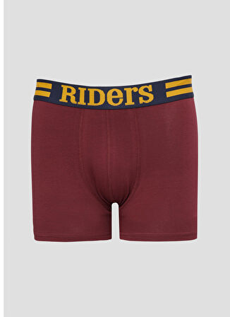 Riders By Lee Pamuklu Esnek Regular Fit Bordo Lacivert Gri Melanj Logolu 3'lü Boxer Paketi