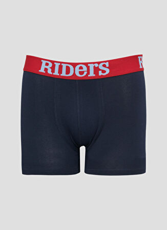 Riders By Lee Pamuklu Esnek Regular Fit Gri Melanj Siyah Lacivert Logolu 3'lü Boxer Paketi