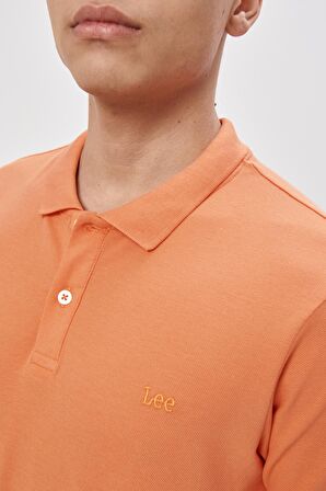 Regular Fit Normal Kesim %100 Pamuk Polo Yaka Turuncu Tişört