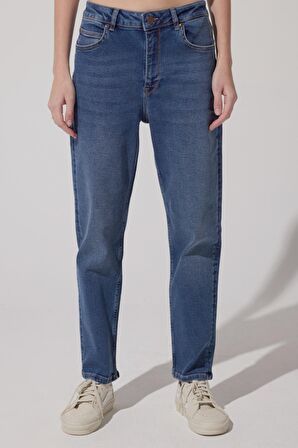 Carol Straight Fit Düz Kesim Yüksek Bel Mavi Esnek Jean Kot Pantolon
