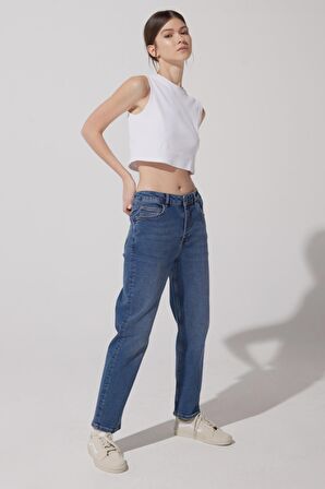 Carol Straight Fit Düz Kesim Yüksek Bel Mavi Esnek Jean Kot Pantolon