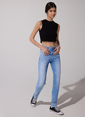 Scarlett Skinny Fit Dar Kesim Yüksek Bel Açık Mavi Esnek Jean Kot Pantolon