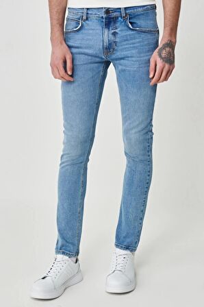 Luke Slim Fit Dar Kesim Normal Bel Mavi Esnek Jean Kot Pantolon