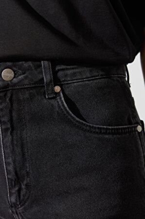 Mom Fit Yüksek Bel Dar Paça Siyah Jean Kot Pantolon