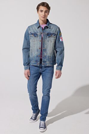 Trucker Regular Fit Normal Kesim %100 Pamuk Açık Mavi Jean Kot Ceket