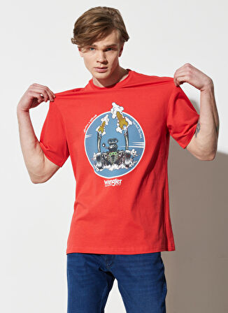 Loose Fit Rahat Kesim %100 Pamuk Bisiklet Yaka Kırmızı Tişört