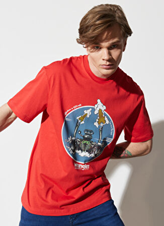 Loose Fit Rahat Kesim %100 Pamuk Bisiklet Yaka Kırmızı Tişört