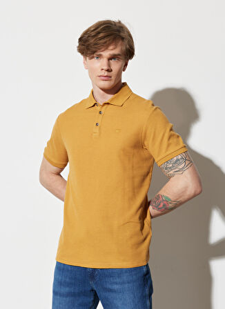 Regular Fit Normal Kesim %100 Pamuk Polo Yaka Hardal Tişört