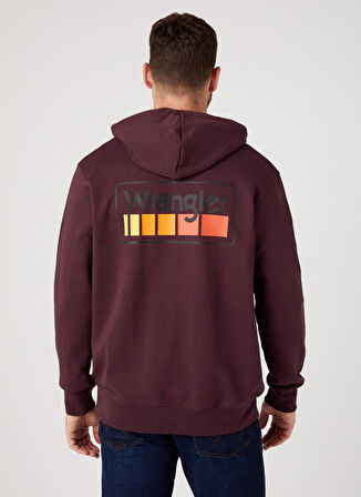 Oversize Fit Rahat Kesim %100 Pamuk Kapüşonlu Yaka Bordo Sweatshirt