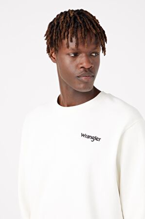 Regular Fit Normal Kesim %100 Pamuk Bisiklet Yaka Ekru Sweatshirt