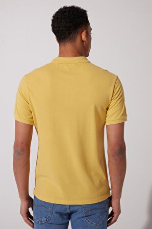 Regular Fit Normal Kesim Polo Yaka Sarı Tişört