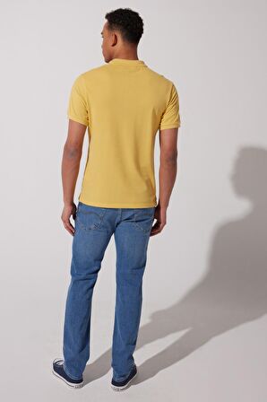 Regular Fit Normal Kesim Polo Yaka Sarı Tişört