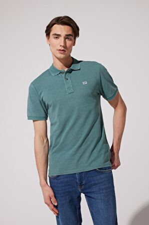 Regular Fit Normal Kesim Polo Yaka Yeşil Tişört