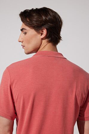 Regular Fit Normal Kesim Polo Yaka Mercan Tişört