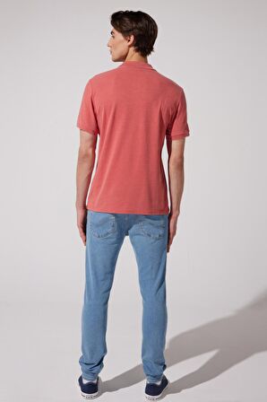 Regular Fit Normal Kesim Polo Yaka Mercan Tişört