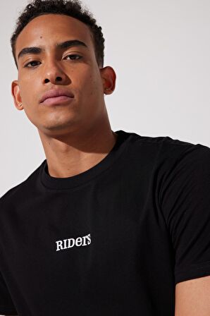 Riders By Lee Loose Fit %100 Pamuk Bisiklet Yaka Siyah Tişört