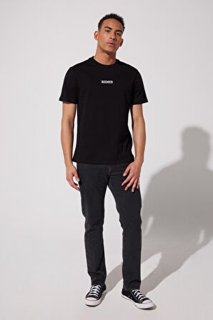 Riders By Lee Loose Fit %100 Pamuk Bisiklet Yaka Siyah Tişört
