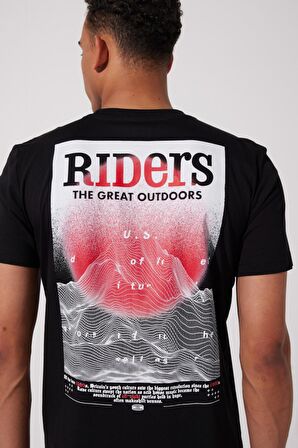 Riders By Lee Regular Fit %100 Pamuk Bisiklet Yaka Siyah Tişört