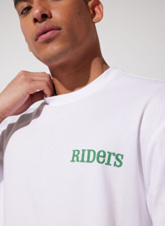 Riders By Lee Loose Fit %100 Pamuk Bisiklet Yaka Beyaz Tişört