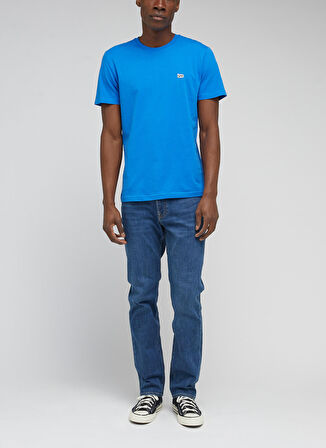 Regular Fit Normal Kesim %100 Pamuk Bisiklet Yaka Mavi Tişört