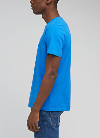 Regular Fit Normal Kesim %100 Pamuk Bisiklet Yaka Mavi Tişört