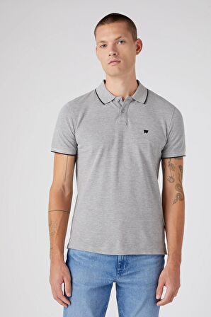 Regular Fit Normal Kesim %100 Pamuk Polo Yaka Gri Melanj Tişört