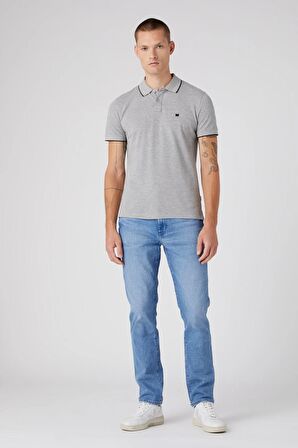 Regular Fit Normal Kesim %100 Pamuk Polo Yaka Gri Melanj Tişört
