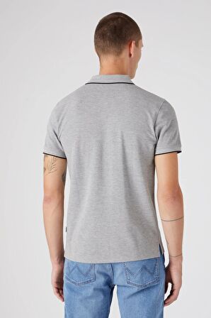 Regular Fit Normal Kesim %100 Pamuk Polo Yaka Gri Melanj Tişört