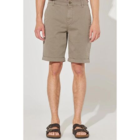 Regular Fit Normal Kesim Normal Bel Haki Esnek Şort