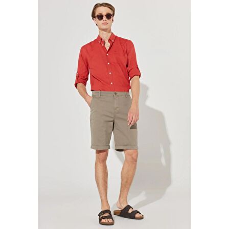 Regular Fit Normal Kesim Normal Bel Haki Esnek Şort