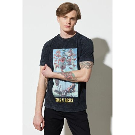 Loose Fit Rahat Kesim %100 Pamuk Bisiklet Yaka Siyah Tişört