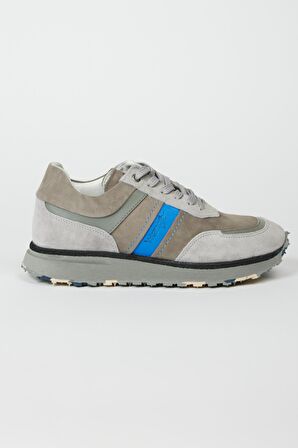 %100 Deri Gri Süet Sneaker Ayakkabı