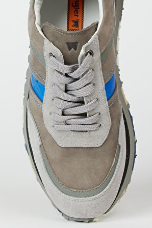 %100 Deri Gri Süet Sneaker Ayakkabı