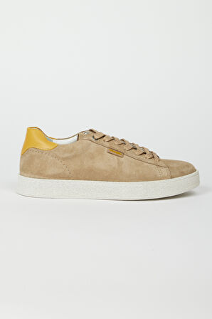 %100 Deri Bej Sneaker Ayakkabı