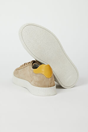 %100 Deri Bej Sneaker Ayakkabı
