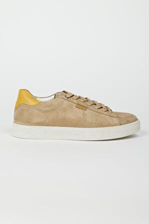 %100 Deri Bej Sneaker Ayakkabı