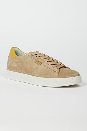 %100 Deri Bej Sneaker Ayakkabı